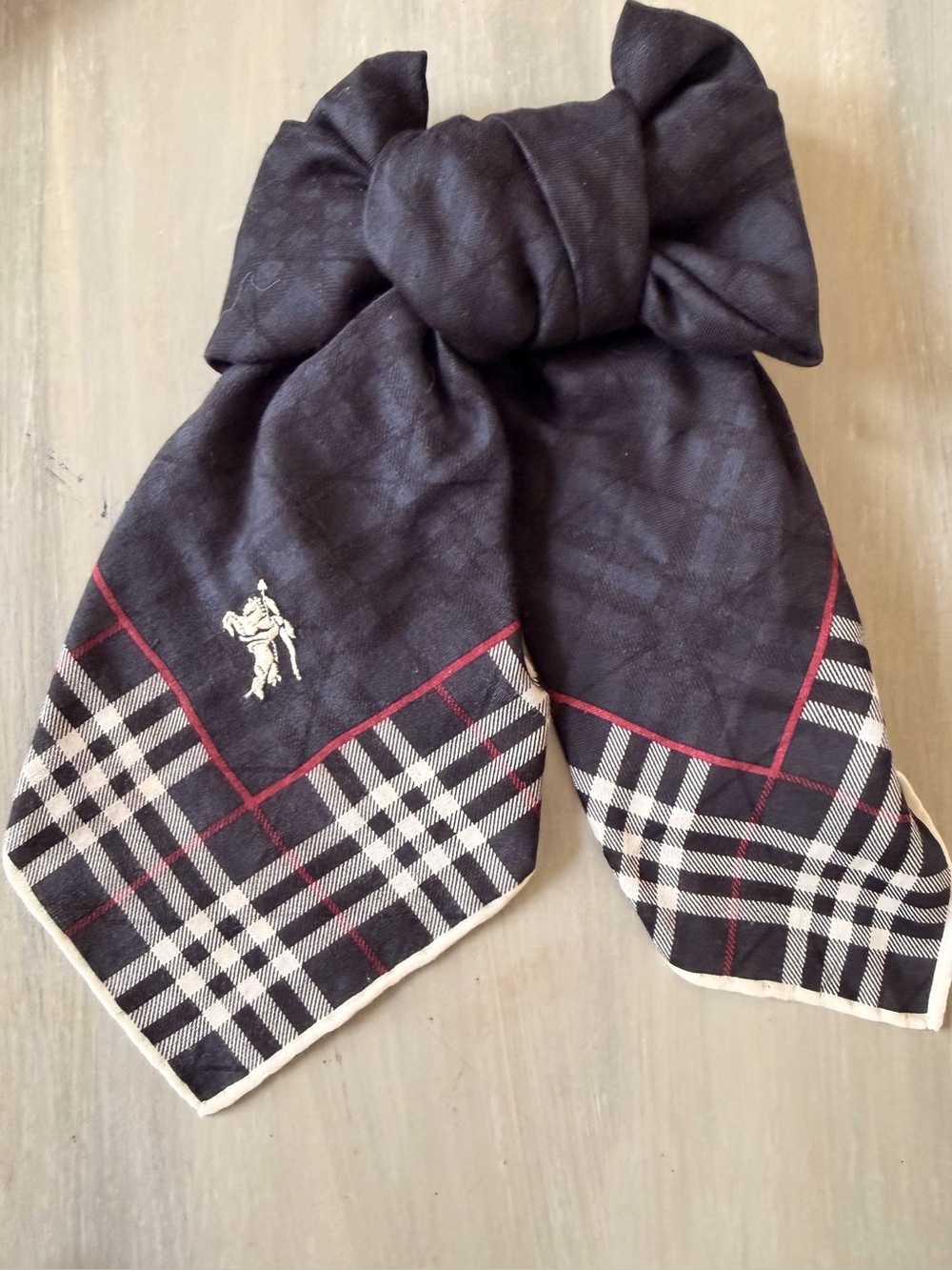 Burberry Plaid Equestrian Scarf Embroidered Logo Horse Motif neckwear Bag scarf